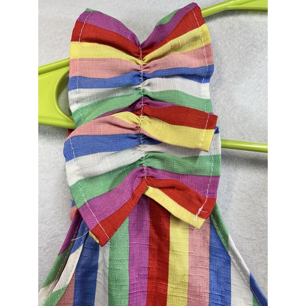 Entro Womens Multicolor Striped V-Neck Sleeveless Tank Top w/ Ruffle, Medium - Picture 5 of 8